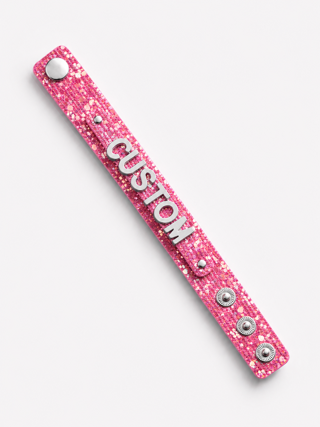 Eigen naam armband roze glitter
