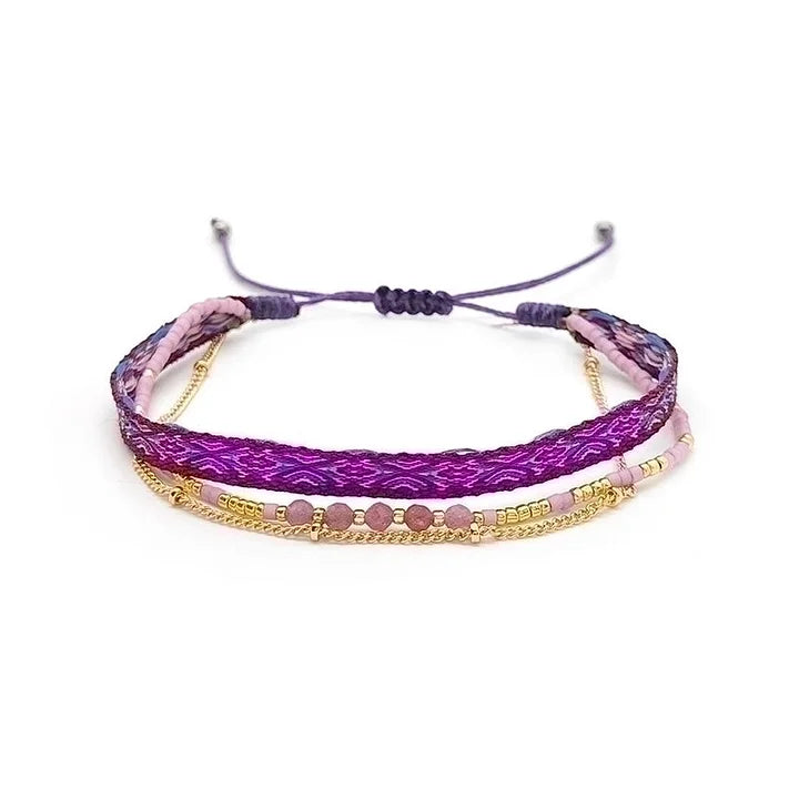 Geweven armbandje paars