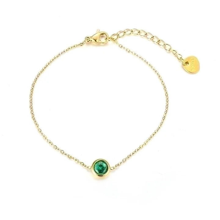 Gouden armbandje met steentje groen