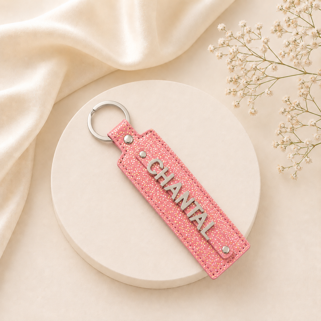 Name collection sleutelhanger salmon glitter✨