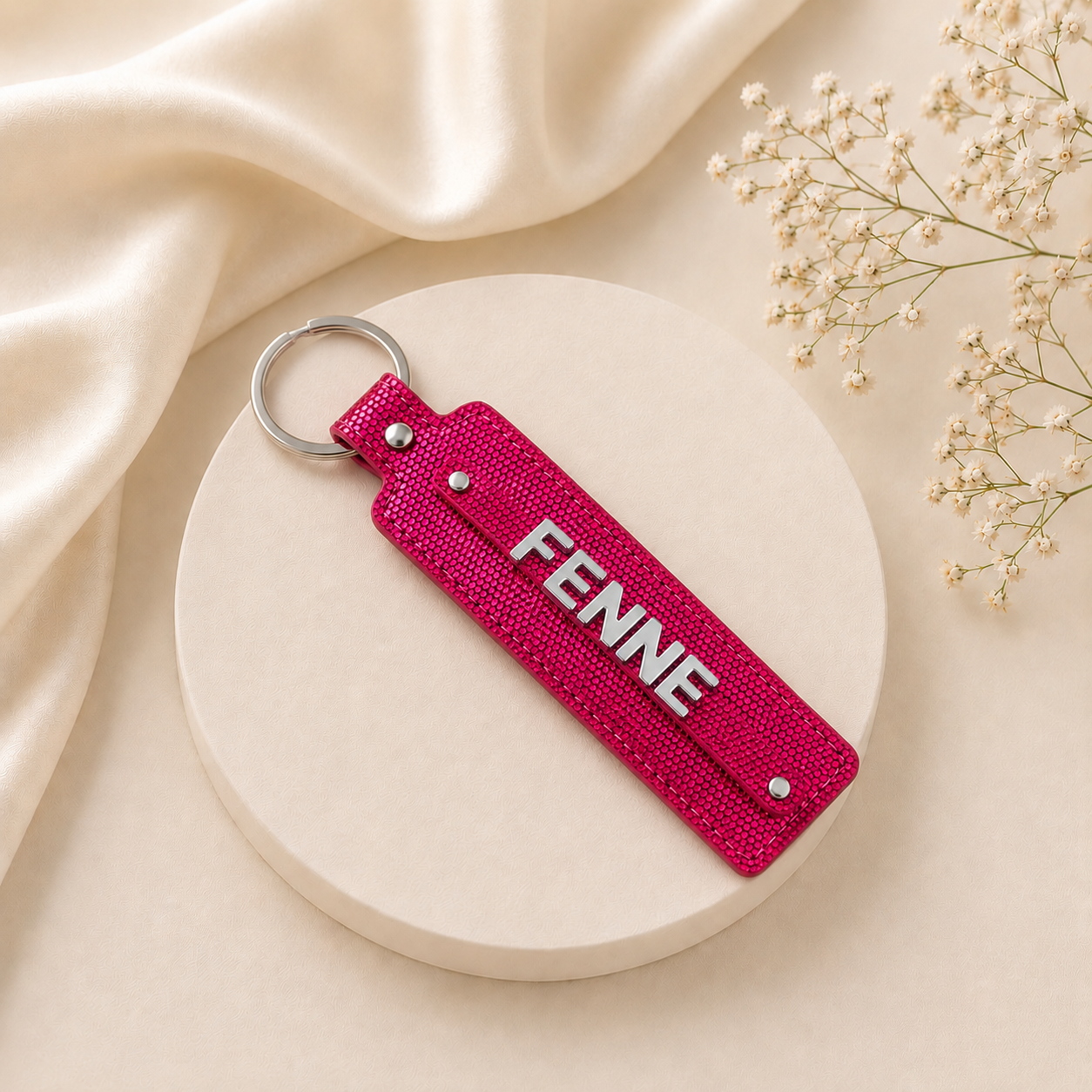 Name collection sleutelhanger deep pink glitter✨