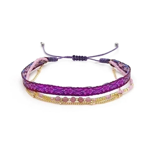 Geweven armbandje paars
