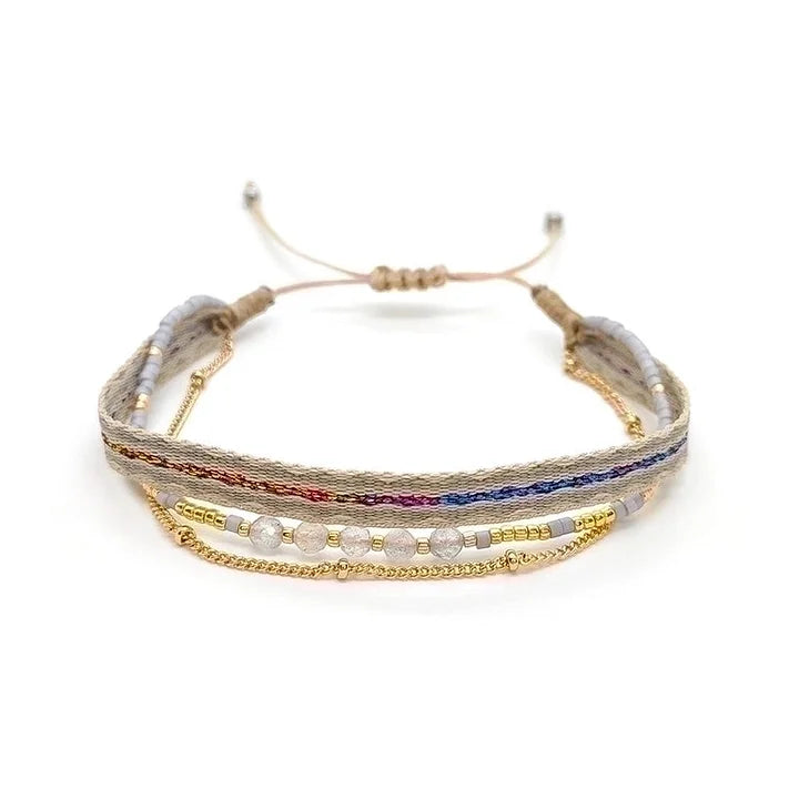 Geweven armbandje beige