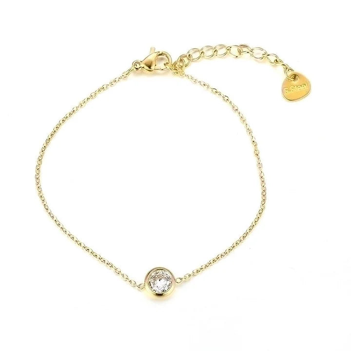 Gouden armbandje met gekleurd steentje wit