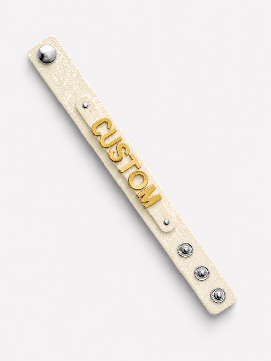 Eigen naam armband creme glitter