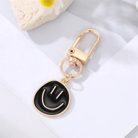 Smiley sleutelhanger zwart
