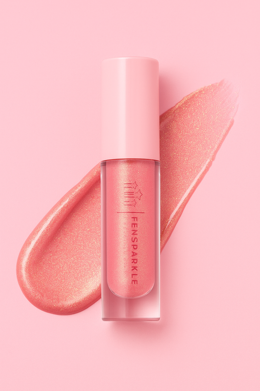 Roze lipgloss met gouden glitter