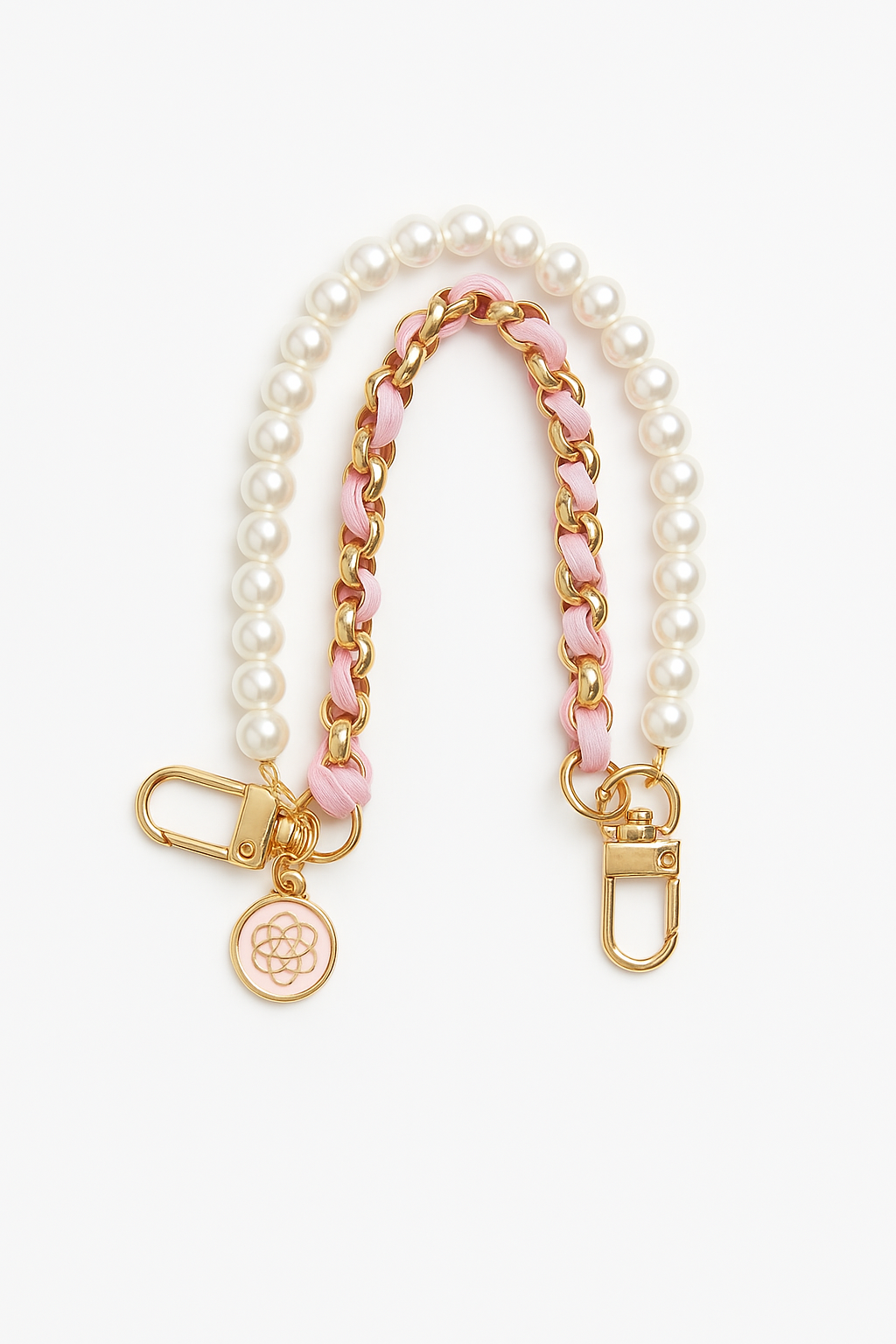 Sleutelhangen roze met parels