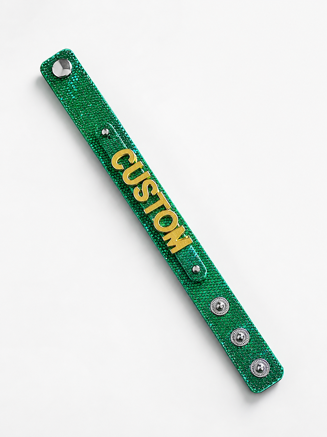 Eigen naam armband groen glitter