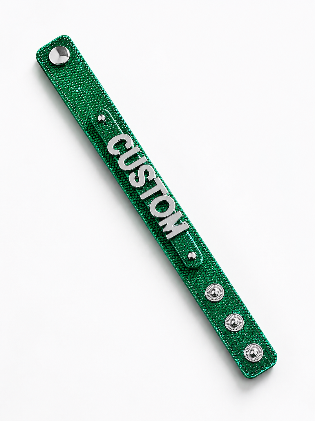 Eigen naam armband groen glitter