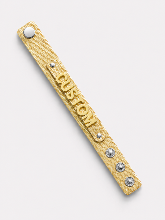 Eigen naam armband goud glitter
