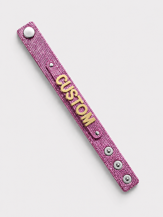 Eigen naam armband paars glitter