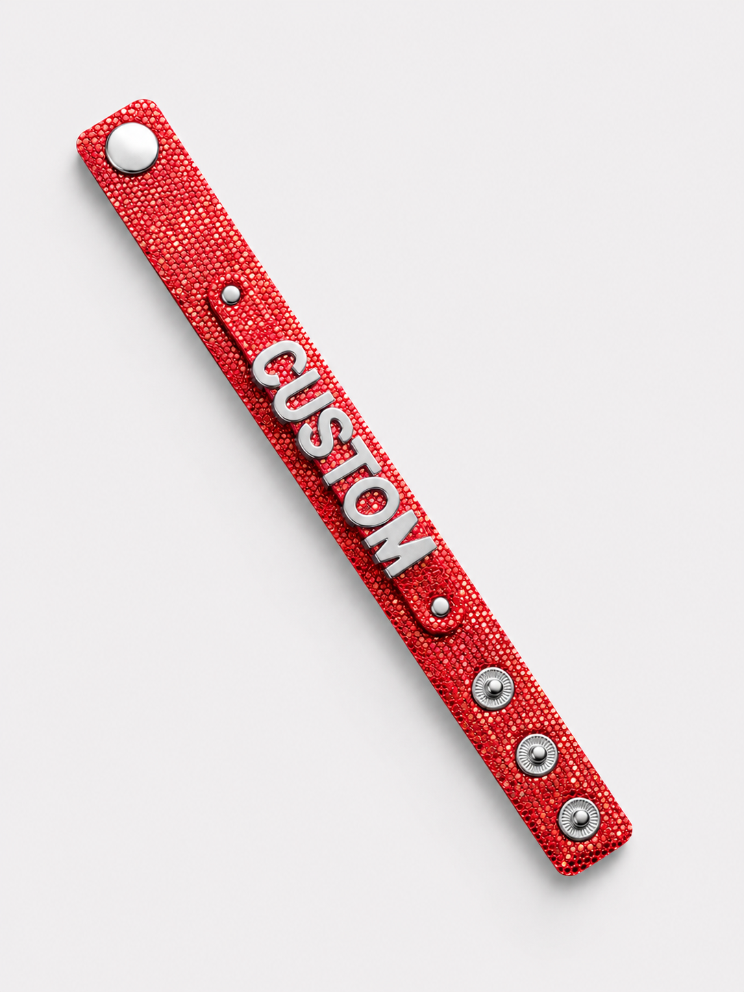 Eigen naam armband rood glitter