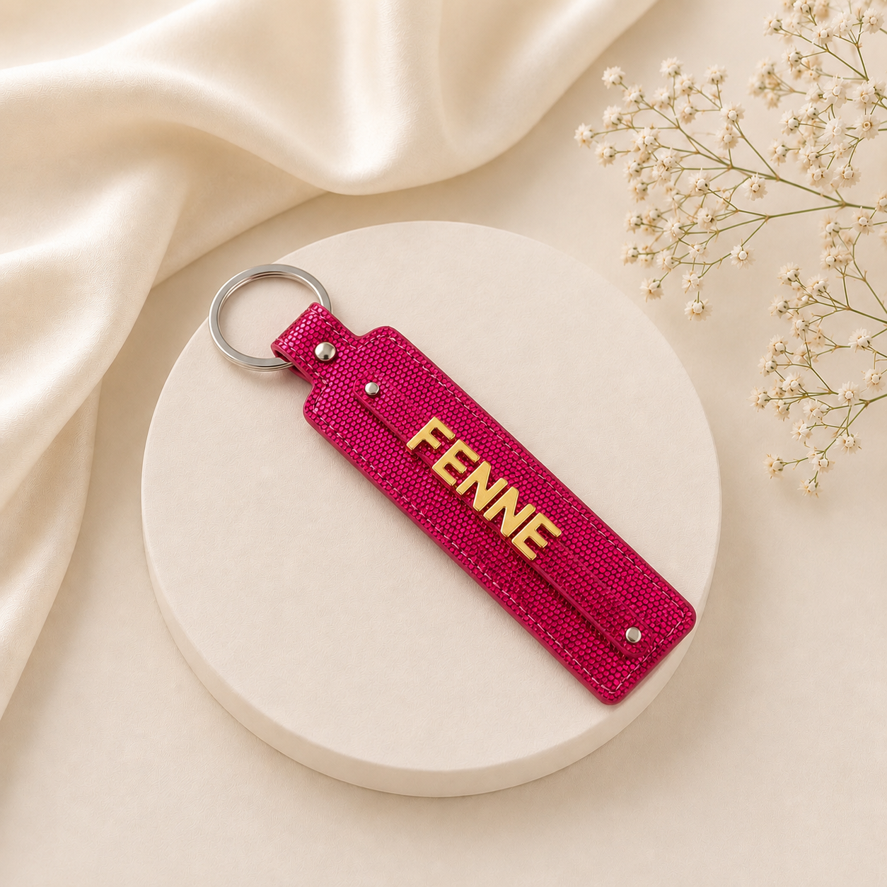 Name collection sleutelhanger deep pink glitter✨
