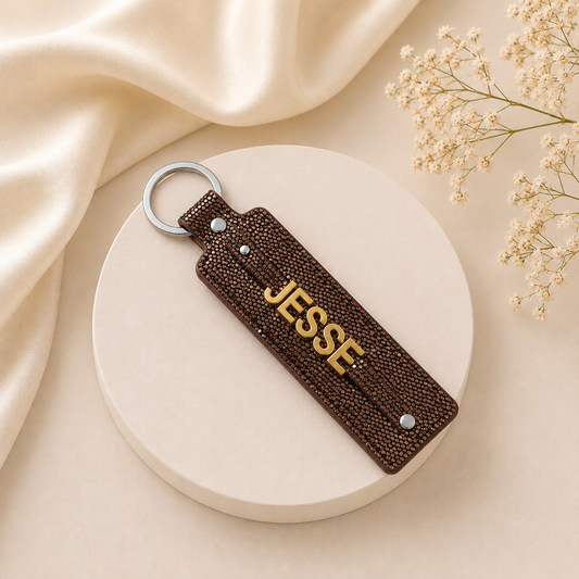 Name collection sleutelhanger bruin glitter✨