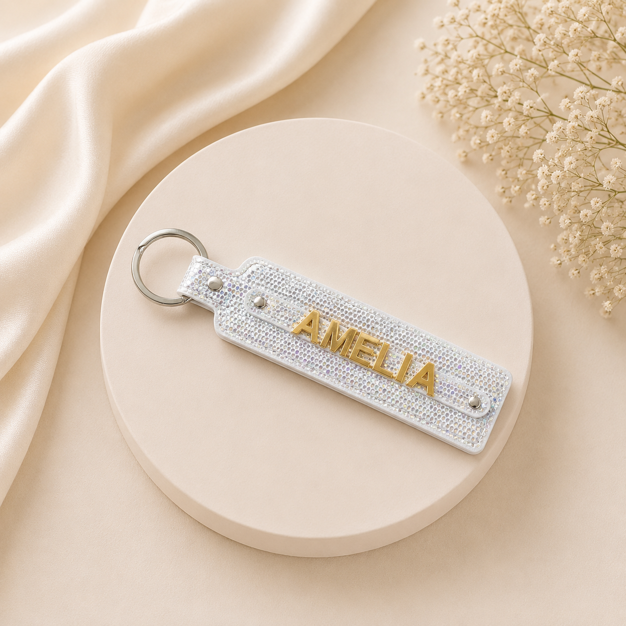 Name collection sleutelhanger zilver glitter ✨
