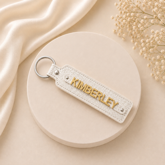 Name collection sleutelhanger white glitter ✨