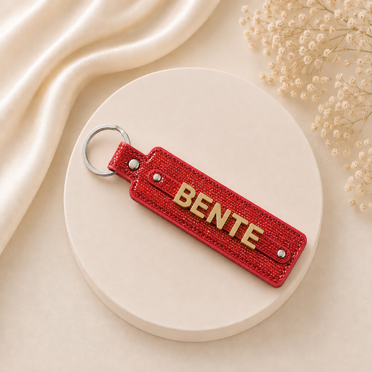 Name collection sleutelhanger red glitter ✨