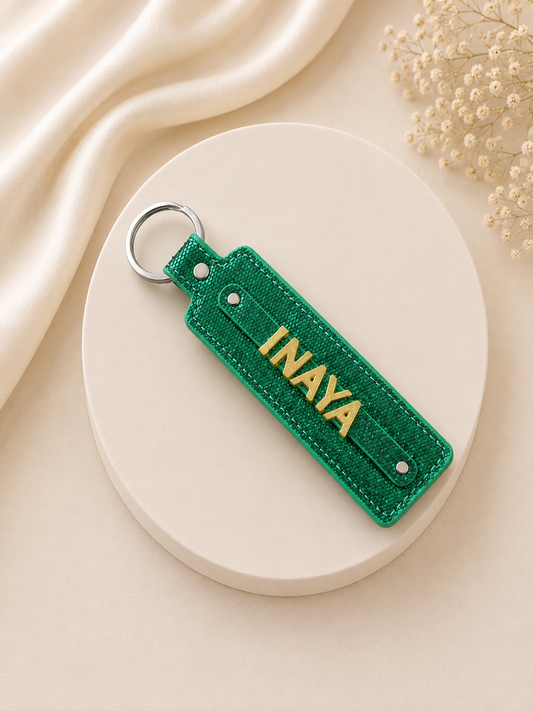 Name collection sleutelhanger deep green glitter ✨