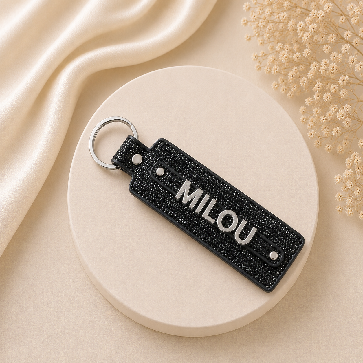 Name collection sleutelhanger zwart glitter ✨